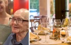 Saem para jantar com os sobrinhos, veem um senhor de 90 anos sozinho e o convidam para comerem juntos