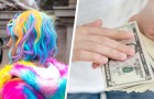 Meisje verft haar haren in de kleuren van de regenboog voor $300 en haar vader vraagt ​​haar als straf de huur te betalen