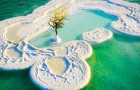 Het zouteiland in het midden van de Dode Zee: een merkwaardige attractie die de natuurwetten trotseert