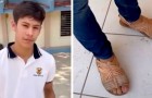 Scopre che il figlio ha preso in giro un compagno di classe per via delle scarpe: lo costringe a indossare dei sandali (+VIDEO)