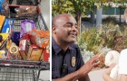 Policeman takes a lost child home and discovers that the family's fridge is empty: he does the grocery shopping 