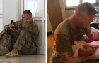 Ze stellen het instappen uit om de soldaat in staat te stellen de geboorte van zijn eerste dochter live te zien