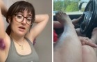 Young woman is proud of her leg and armpit hair: 