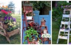 11 adorabili spunti per arredare il giardino con le scale di legno riciclate in modo creativo