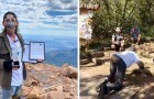 Mann schiebt eine Erdnuss mit der Nase einen Berg hinauf: sofortiger Weltrekord