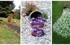 Vasi rovesciati: 12 incantevoli spunti per decorare il giardino con i vasi che riversano fiori a terra