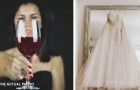 Ze kiest de trouwjurk van haar moeder voor haar bruiloft, maar het bruidsmeisje laat er wijn over vallen