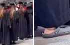 Studentin erscheint in Pantoffeln zur Abschlussfeier, aber die Nutzer verteidigen sie vor Kritik