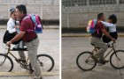 Nonno si vergogna a dover portare la nipotina a scuola in bici ma lei lo rassicura: 