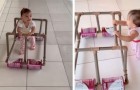 “Een loopstoeltje is te duur”: deze ingenieuze vader besluit er zelf een te maken voor zijn kleine meisje