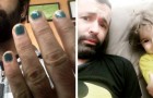 At school they laugh at a young boy because he wears nail polish: his dad goes to work with painted nails to protest against bullies
