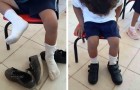 Läraren upptäcker att en av hennes elever har trasiga skor och bestämmer sig för att ge honom ett par nya (+VIDEO)