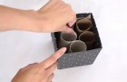 Mette rotoli di cartone in una vecchia scatola... La sua idea vi sarà utile!