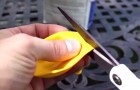 He Starts by cutting a balloon: the end result is great fun and ... good for stress!