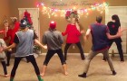 A family gets ready in the living room: as soon as the music starts... watch this !