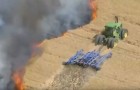 En eld är på väg att brinna upp hela skörden ... så här lyckas jordbrukaren stoppa elden : jättemodigt!