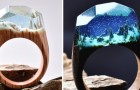 Boschi innevati e paesaggi subacquei: vi innamorerete di questi meravigliosi anelli in legno e resina