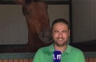 A horse insistently disturbs a reporter --- his reaction will make you smile!