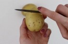 Make an incision on potatoes with a knife?! --- a time-saving trick!