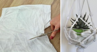 Zo maak je een bloempothouder van een oude t-shirt - zonder naald en draad!
