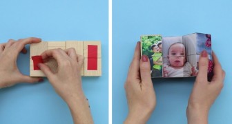 Ecco come creare un portafoto MAGICO usando 8 cubi di legno e del nastro adesivo