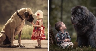 Bambini minuscoli con i loro cani enormi: le loro foto vi scalderanno il cuore