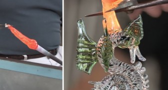 Watch this Venetian glass dragon goblet appear before your eyes ...