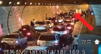 Ein Unfall in einem Tunnel in Südkorea: die Reaktion der Autofahrer ist vorbildlich! 