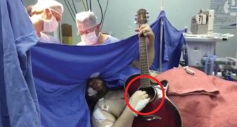 A man sings and plays the guitar during brain surgery!