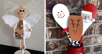 Mestoli e cucchiai di legno: 16 idee allegre per decorazioni natalizie fai-da-te