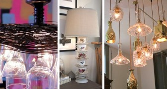 11 idee brillanti per trasformare tazze, bottiglie e bicchieri in fantastici lampadari
