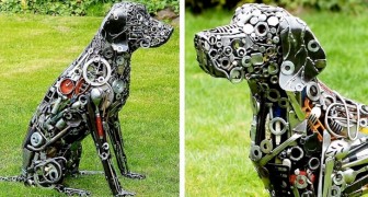Questo artista realizza sculture di animali a grandezza naturale con viti, bulloni e scarti metallici