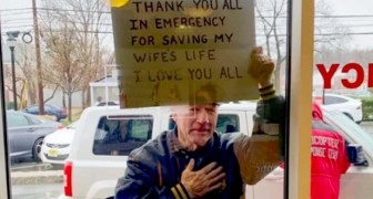 They saved his wife's life from the coronavirus: unable to thank them in person, he held up a sign in the emergency room window to show his gratitude