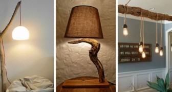 Decorazione per la casa in legno che ricrea una lampada in legno con inserti personalizzati