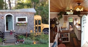 Eine Familie kauft einen Schulbus und verwandelt ihn in ein schönes Häuschen: ein Mini-Mobilheim im Märchenlook