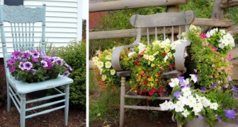 9 superfantastische voorstellen om oude stoelen te recyclen en ze als plantenbakken in de tuin te gebruiken 