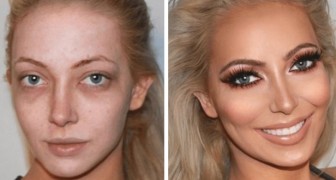 This makeup artist manages to transform women's faces with eyeshadow and brush