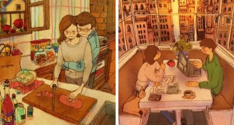 Die kleinen Gesten der Liebe: 10 Zeichnungen, die zärtliche Alltagsmomente von Paaren zeigen