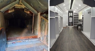 Ein Mann verwandelt einen alten Dachboden in einen riesigen begehbaren Kleiderschrank für seine Frau...