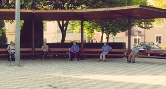 Sechs Senioren treffen sich jeden Tag im gleichen Park, aber nur mit Abstand: Ein Bild des Respekts
