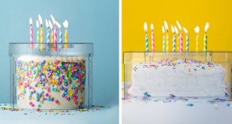 Questi contenitori proteggono le torte di compleanno dai germi sparsi quando il festeggiato soffia sulle candeline