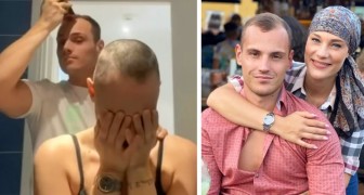 Zijn vriendin lijdt aan alopecia en wordt gedwongen haar haar af te scheren: ook hij scheert zijn haar af om haar te ondersteunen
