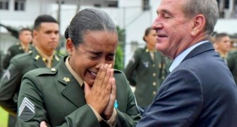 A girl breaks down in tears as she is promoted to sergeant: God gave me an honorable job!