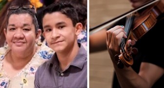 Un ragazzo di 14 anni suona il violino in videochiamata per la mamma ricoverata in ospedale