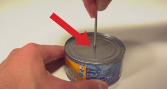 A man pokes a hole in a tin of tuna and the result is ... enlightening!
