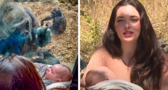 A gorila vê uma mãe e seu recém-nascido: ela responde mostrando seu filhote através do vidro