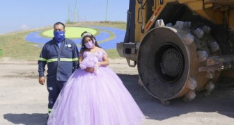 She turns 15 and celebrates by being photographed next to her father who works in a landfill: I'm proud of him