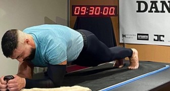 Hij vestigt het nieuwe wereldrecord plank: hij bleef 9 uur en 30 minuten in positie