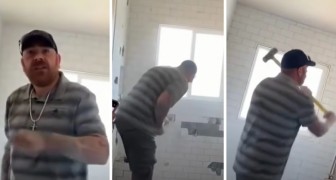De arbeider wordt niet betaald voor de renovatie: hij vernietigt de badkamer van de klant met een hamer