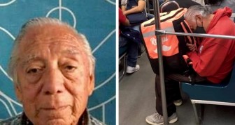 85-Jähriger, der gezwungen ist, für seinen Lebensunterhalt zu liefern: fotografiert, wie er vor Erschöpfung einschläft